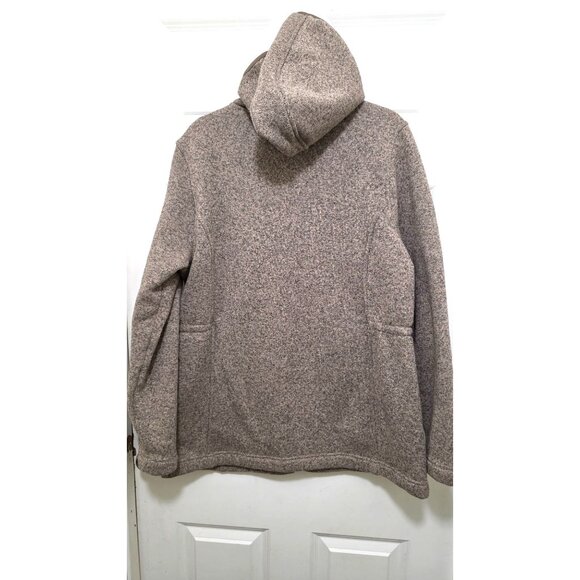 Lands End Women's Hooded Zip-Up Jacket Pockets Beige Heather Knit Size XL - Picture 3 of 10